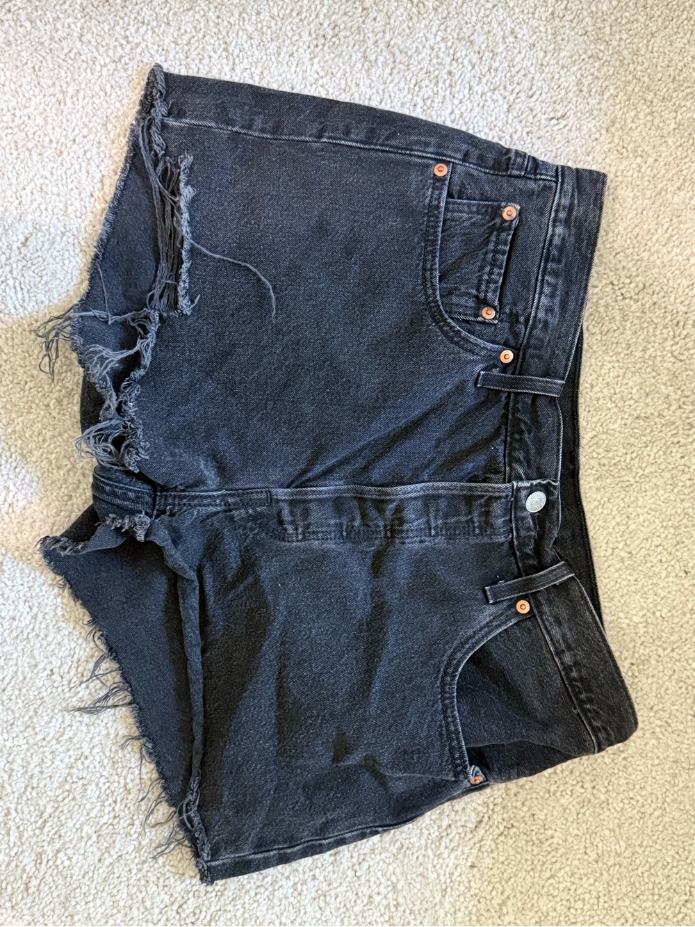 Levi's Black Distressed Denim Jean Shorts